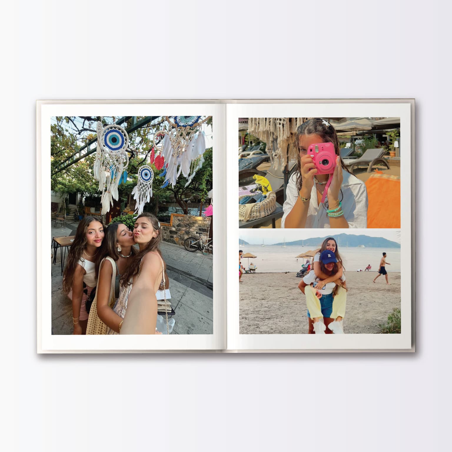 Reverie photobook spread — travel memories
